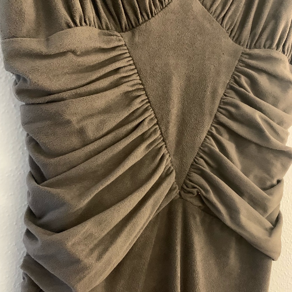 Bebe Faux Suede Olive Bodycon Dress - Picture 5 of 9